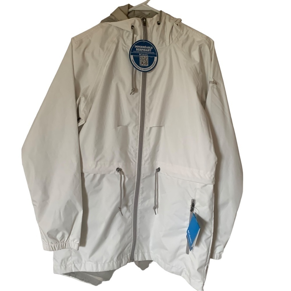 Columbia Womens Arcadia Casual Waterproof Rain Jacket White Size Small